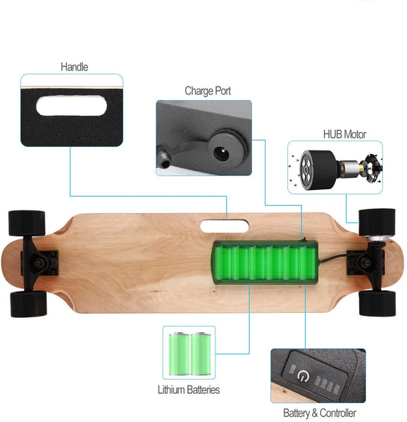Aceshin Electric Skateboard Motorized Skateboard 20 KM/H Top Speed, 250W Motor,7 Layers Maple Longboard with Wireless Remote Control Gift for Adult Kids Teens
