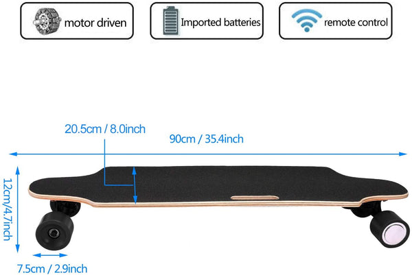 Aceshin Electric Skateboard Motorized Skateboard 20 KM/H Top Speed, 250W Motor,7 Layers Maple Longboard with Wireless Remote Control Gift for Adult Kids Teens